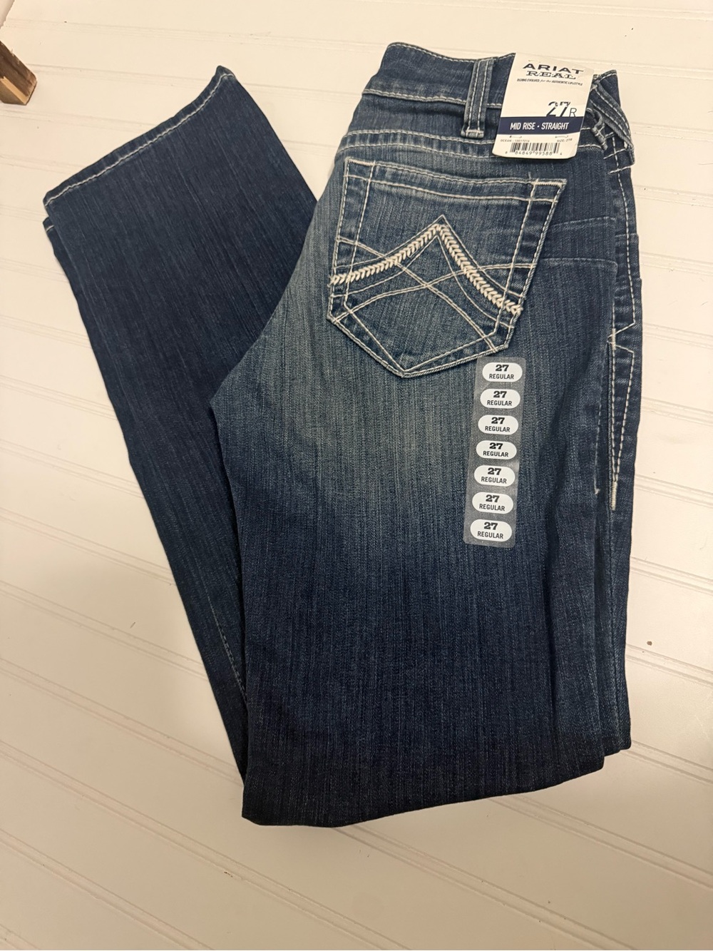 Ariat R.E.A.L. Straight Leg Mid Rise Icon Jeans Ocean AR0323